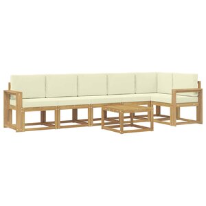 vidaXL Ensemble de canapés d'extérieur 7 pc Blanc et crème Polyester