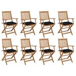 vidaXL Chaises pliables d'extérieur avec coussins 8 Pièces Bois d'acacia