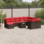 vidaXL Salon de jardin et coussins 11 Pièces marron résine tressée