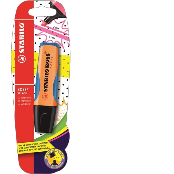 Blister x 1 surligneur STABILO BOSS SPLASH - orange x 10 STABILO