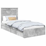 vidaXL Lit de Rangement Gris béton 90 x 190 cm Bois d'ingénierie