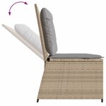 vidaXL Banc de jardin avec coussin Beige Poly rotin