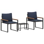 vidaXL Ensembles de meubles 3 Pièces Gris et bleu marine Rotin