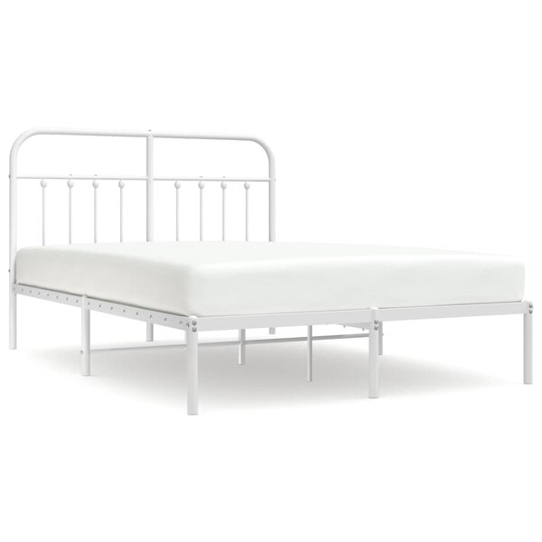 vidaXL Cadre de lit métal avec tête de lit blanc 140x190 cm