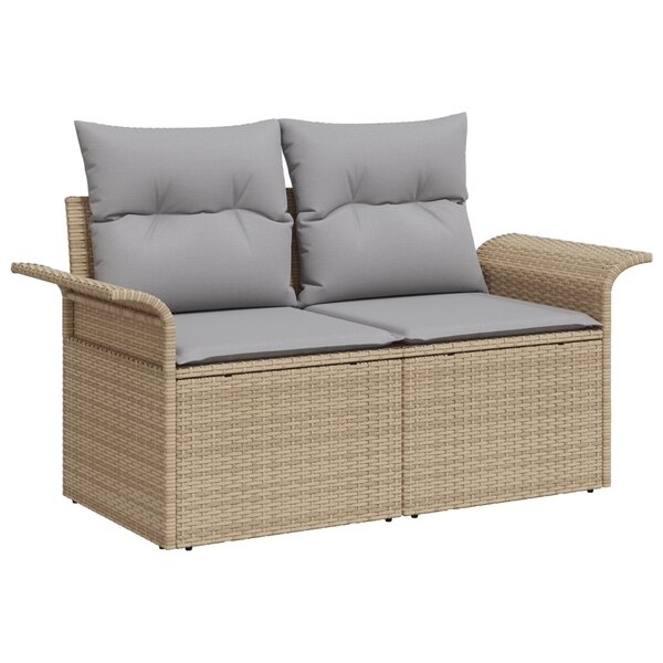 Ensemble de canapé de jardin de 6 pièces vidaXL avec coussins en poly rotin beige