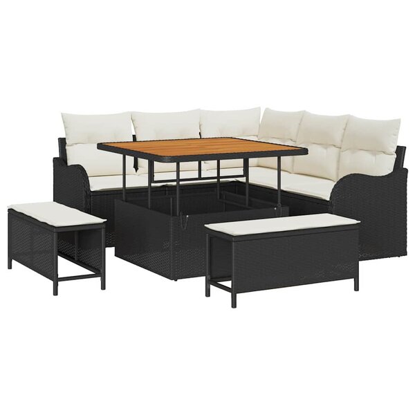 vidaXL Ensemble de canapé de jardin 8 Pièces Noir polyrotin