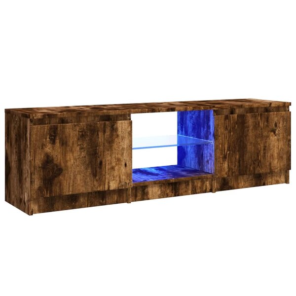 vidaXL Meuble TV avec lumières LED chêne fumé 120x30x35 5 cm