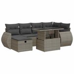 vidaXL Salon de jardin avec coussins 8 Pièces gris résine tressée acacia