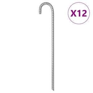 vidaXL Piquets de tente 12 Pièces 41 5 cm Ø12 mm acier galvanisé