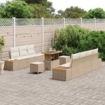 vidaXL Ensemble de canapé de jardin 10 Pièces Beige Poly rotin