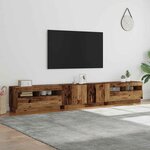 vidaXL Meuble TV avec lumières LED vieux bois bois d'ingénierie