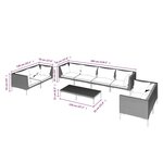 vidaXL Salon de jardin 9 Pièces avec coussins Résine tressée Gris foncé