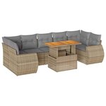 vidaXL Salon de jardin avec coussins 8 Pièces beige résine tressée
