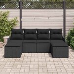 vidaXL Ensemble de canapé de jardin avec coussin 6 Pièces Noir Poly rotin