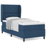 vidaXL Lit Box Spring avec Matelas Bleu 90x200 cm en Tissu