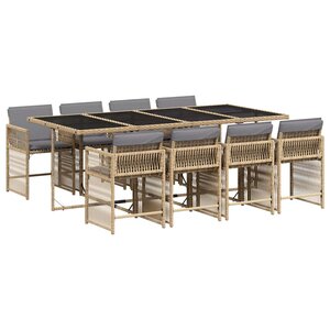 vidaXL Ensemble à manger de jardin et coussins 9 Pièces mélange beige