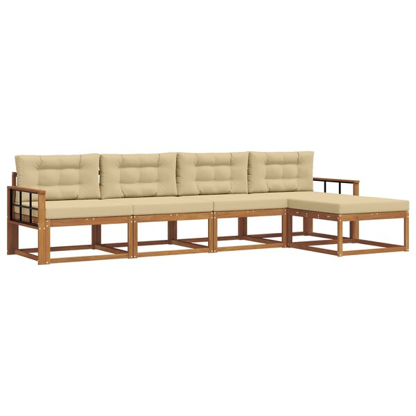 vidaXL Ensemble de canapés d'extérieur 5 Pièces Naturel et Beige