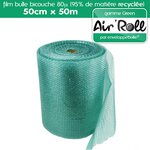 Lot de 6  rouleaux de film bulle d'air recycle largeur 50 cm x longueur 50 mètres - gamme air'roll green de la marque enveloppebulle