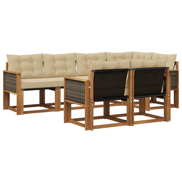 vidaXL Ensemble de canapés d'extérieur 7 pc Naturel et Beige