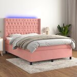 vidaXL Sommier à lattes de lit matelas et LED Rose 140x200 cm Velours