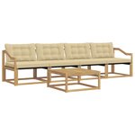 vidaXL Ensemble de canapés d'extérieur 5 Pièces Blanc et Beige