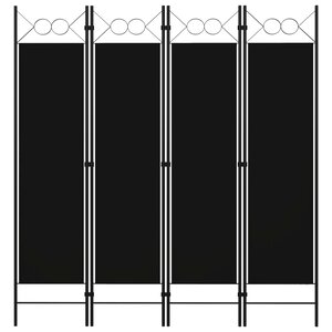 vidaXL Cloison de séparation 4 panneaux Noir 160 x 180 cm