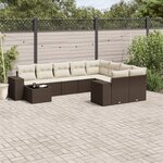 vidaXL Salon de jardin 10 Pièces avec coussins marron résine tressée