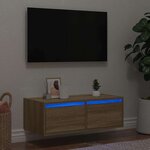 vidaXL Meuble TV avec lumières LED chêne sonoma 75x35 5x25 cm