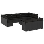 vidaXL Salon de jardin avec coussins 14 Pièces noir résine tressée