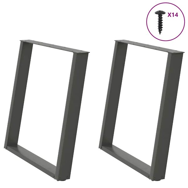 vidaXL Pieds de table à manger en U 2 pièces Anthracite 80 x (72-73) cm Acier
