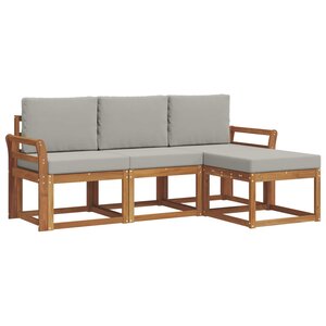 vidaXL Ensemble de canapés d'extérieur 4 pc Gris Naturel et Clair