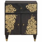 vidaXL Cabinet de chevet avec porte avec tiroir Noir 50 x 33 x 60 cm