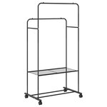vidaXL Porte-vêtements avec étagère avec roue avec stockage Noir