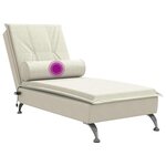 vidaXL Chaise longue de massage avec traversin crème velours