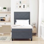vidaXL Lit à ressort LED avec matelas Gris foncé 90 x 190 cm tissu