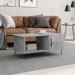 vidaXL Table basse gris béton 90x50x40 cm bois d'ingénierie