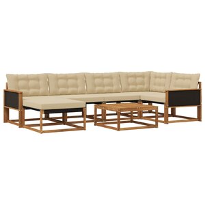 vidaXL Ensemble de canapés d'extérieur 7 Pièces Naturel et Beige