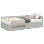 vidaXL Cadre de lit d'angle avec matelas 2 pc Gris clair 90 x 190 cm