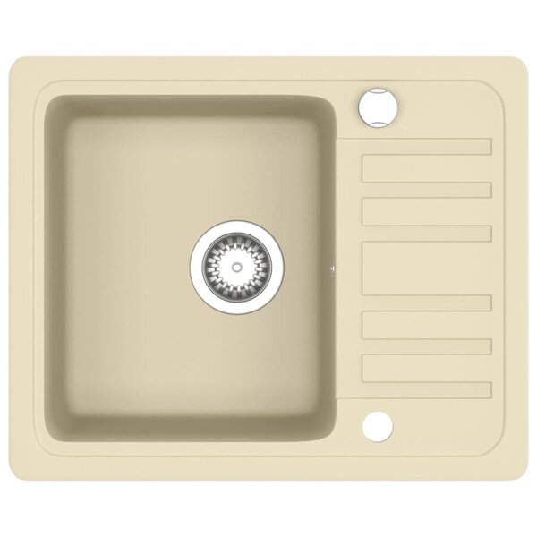 vidaXL Évier de cuisine Granit Seul lavabo Beige