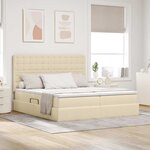 vidaXL Lit de rangement LED avec matelas Crème 200 x 200 cm Tissu