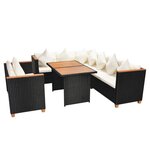 Salon de jardin meuble d'extérieur ensemble de mobilier 5 pièces avec coussins résine tressée noir 02_0016492