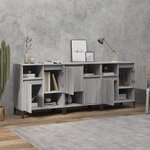 vidaXL Buffets 3 Pièces sonoma gris 60x35x70 cm bois d'ingénierie