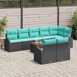 vidaXL Ensemble de canapé de jardin 9 Pièces Noir et turquoise