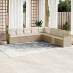 vidaXL Salon de jardin avec coussins 9 Pièces beige résine tressée