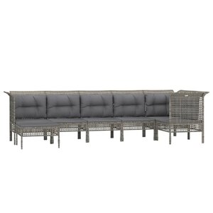 Salon de jardin meuble d'extérieur ensemble de mobilier 7 pièces avec coussins gris résine tressée 02_0017237
