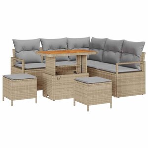 vidaXL Ensemble de canapé de jardin avec coussin 8 Pièces Beige polyrotin