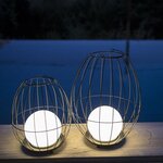 Lanterne cage sans fil led sunset w36 noir métal h38cm