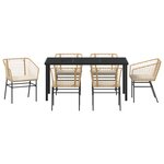 vidaXL Ensemble de 7 pièces de jardin avec coussins Marron Poly Rattan