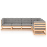 vidaXL Salon de jardin 6 Pièces avec coussins Bois de pin massif