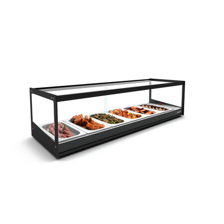 Vitrine chaude bain-marie bacs gn 1/3 série logic - 840 à 1190 mm - sayl - avec éclairage led - acier inoxydable840 mm 840x395x225m